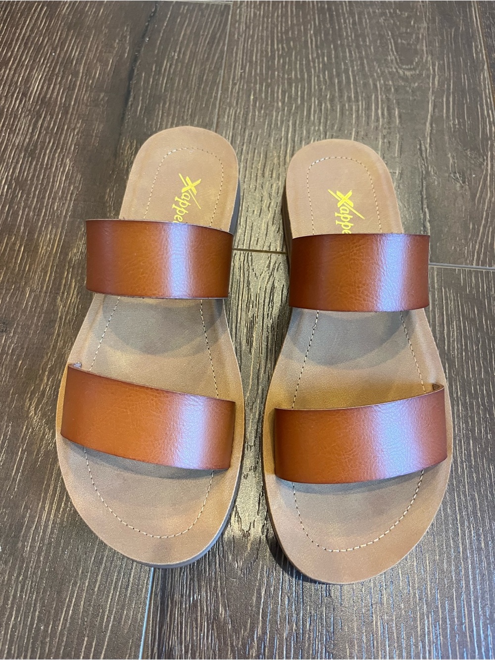 Women’s Brown Double Strap Slide Sandals